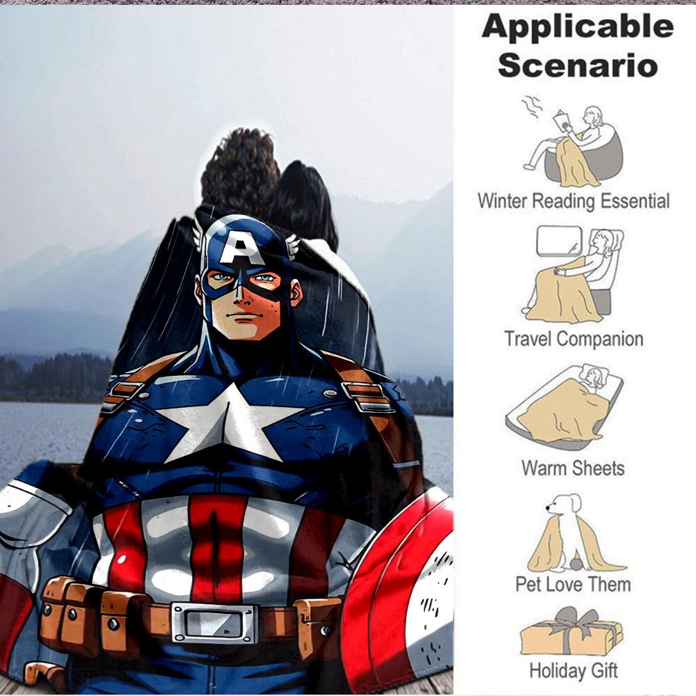 1 Stück Captain America, Schild-Decke Leichte Flanell-Kuscheldecke für Sofa, Bett, Reisen, Camping, Wohnzimmer, Büro, Couch, Stuhl und Bett