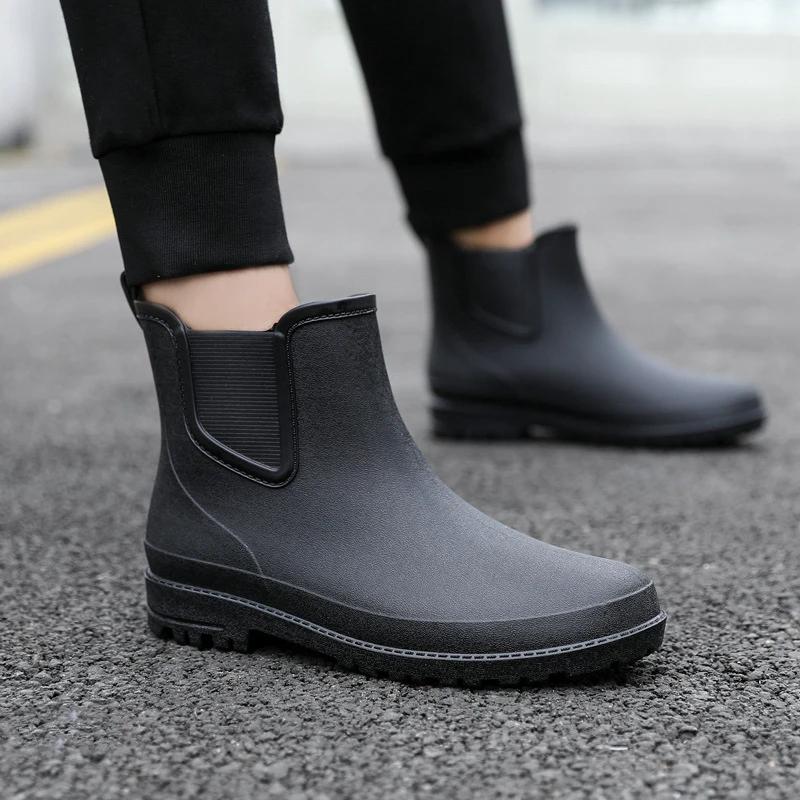 Rain Boots Men's New Fashionable Anti Slip Short Tube Rain Boots Outdoor Waterproof Low Top Rain Boots Casual Sports Rain Boots