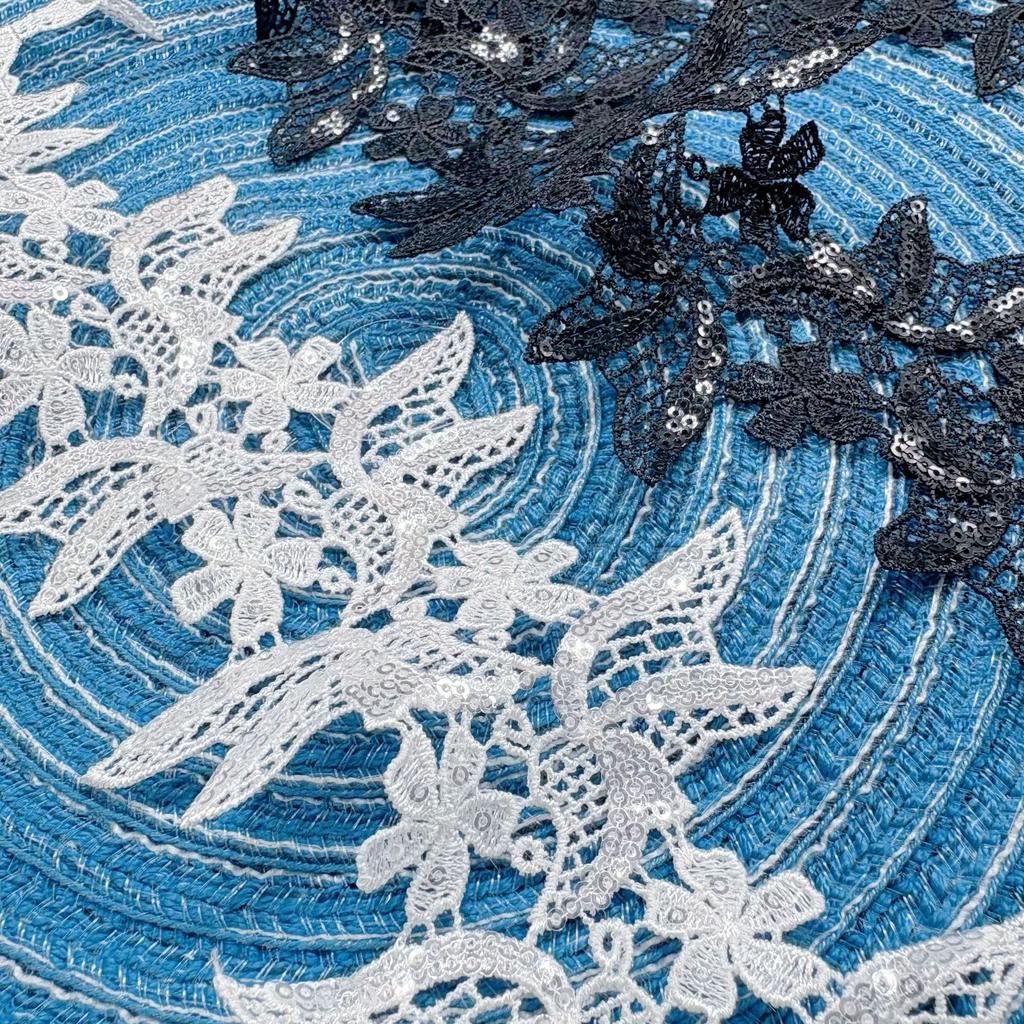 Polyester Bestickte Spitze Perlen Spitze Bekleidungszubehör Zuhause Dekokissen Unterwäsche Gurtband Beidseitige Spitzenaccessoires Hohl