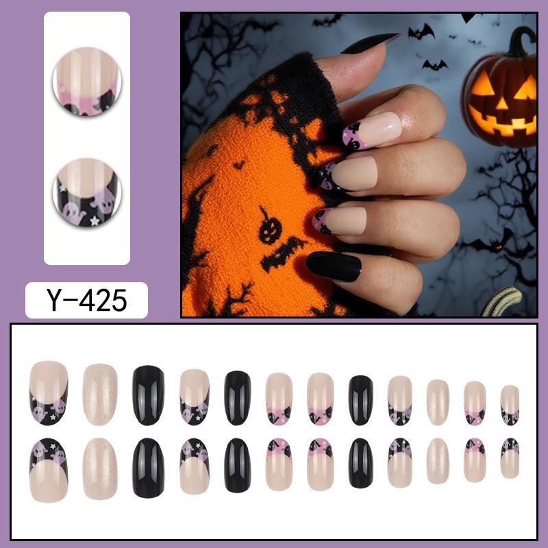 Short Press-On Nails Set With Floral Design Minimalist False Women Wearable Nail Tips In Multiple Colors