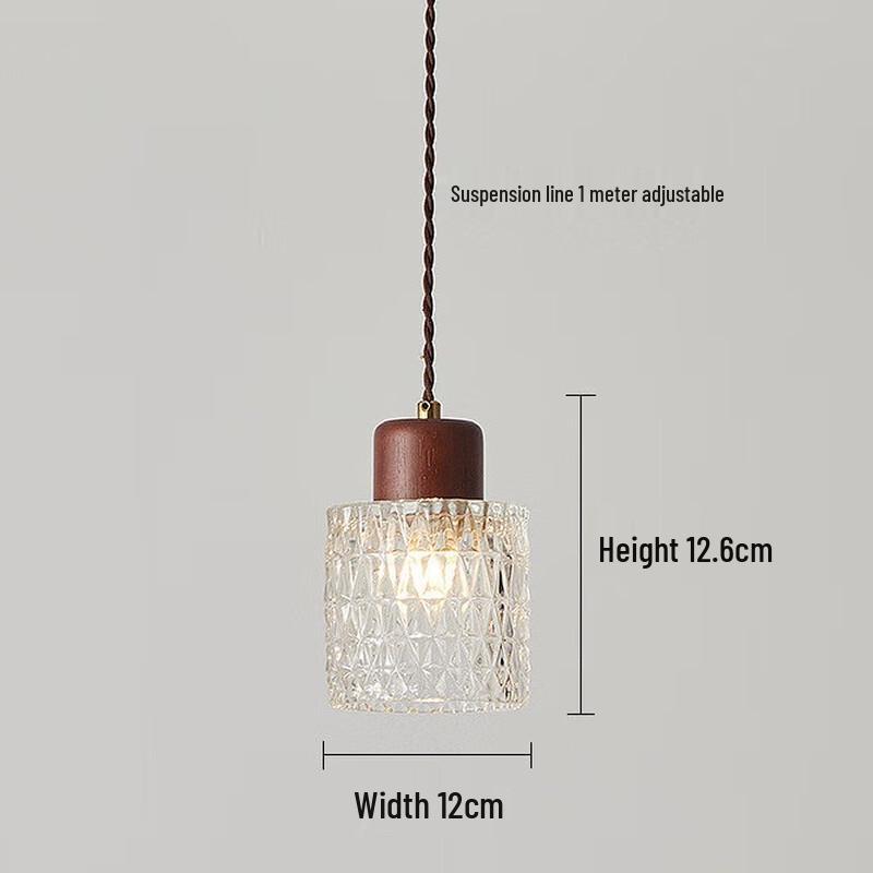 UOSU Amerykańska Retro Orzechowa Szklana Lampa Wisząca