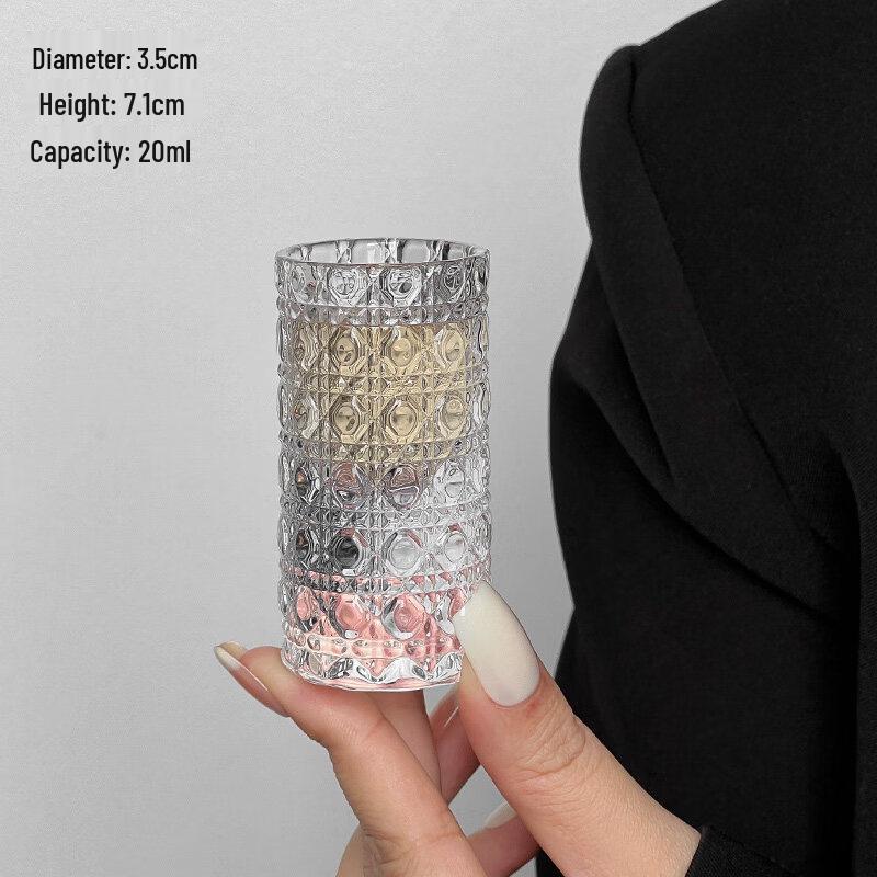 ZISIZ Light Luxury Embossed Glass Liquor Goblet