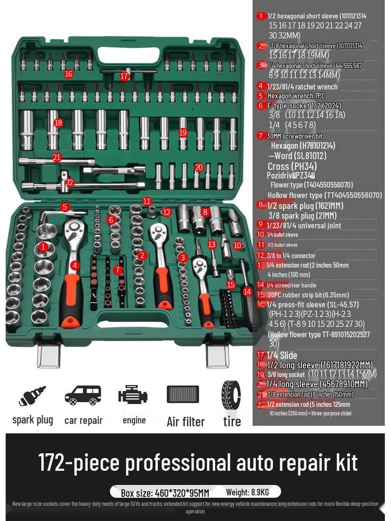 Quick Ratchet Socket Wrench Set for Car and Motorcycle Repair
