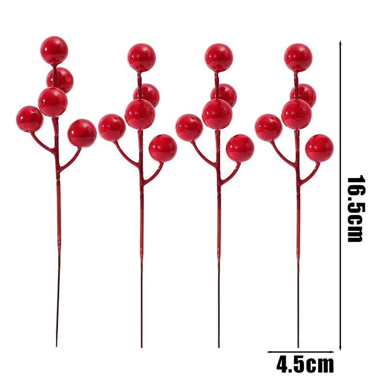 

120/4pcs 5head Artificial Red Holly Berries DIY Garland Flowers Christmas Berry Stems Branches Xmas Tree New Year Party Decor 4pcs красный