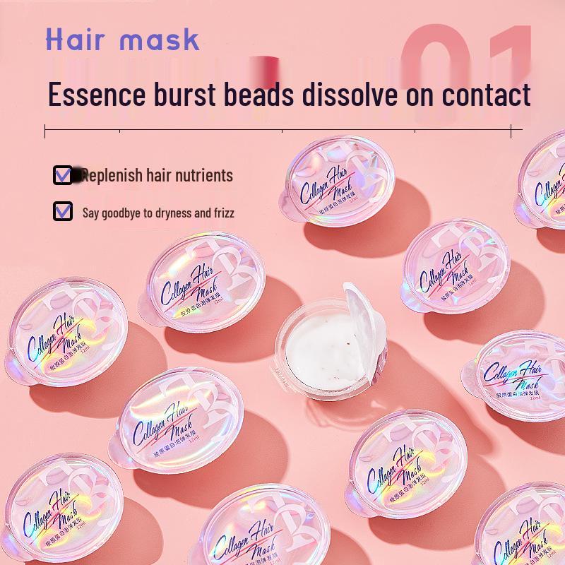 Cestovní sada hydratačního šamponu s kolagenem a hloubkově hydratační bublinkové vlasové masky