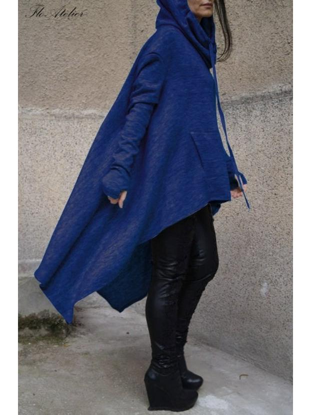 Felpa con cappuccio lunga tinta unita stile europeo americano 9308 per autunno e inverno