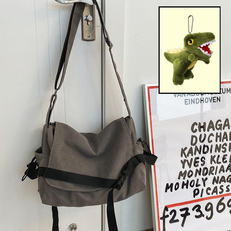 Canvas messenger bag boys trendy brand large capacity ins Japanese versatile retro backpack simple casual men