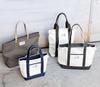 Thrower PEBBLE CANVAS TOTE BAG, 24oz, Heavyweight, Freestanding, Canvas, Off-White, Cotton, Stylish, Women's and Men's, Navy, Large, 4830 SLW586