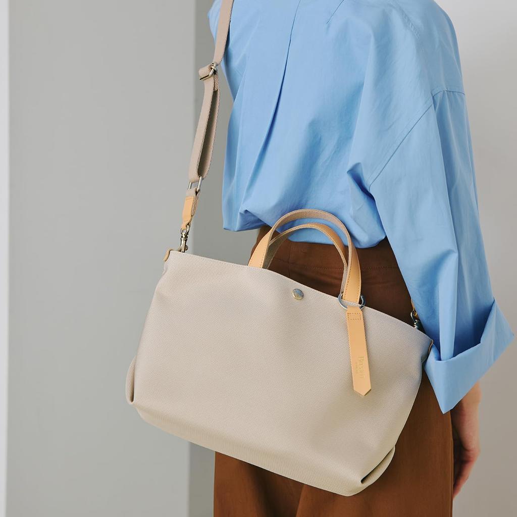 Topkapi Breath Aerial Nylon Tote Bag with Color Lightweight Light Beige Strap, (Light Beige), Women's, 502086100125,