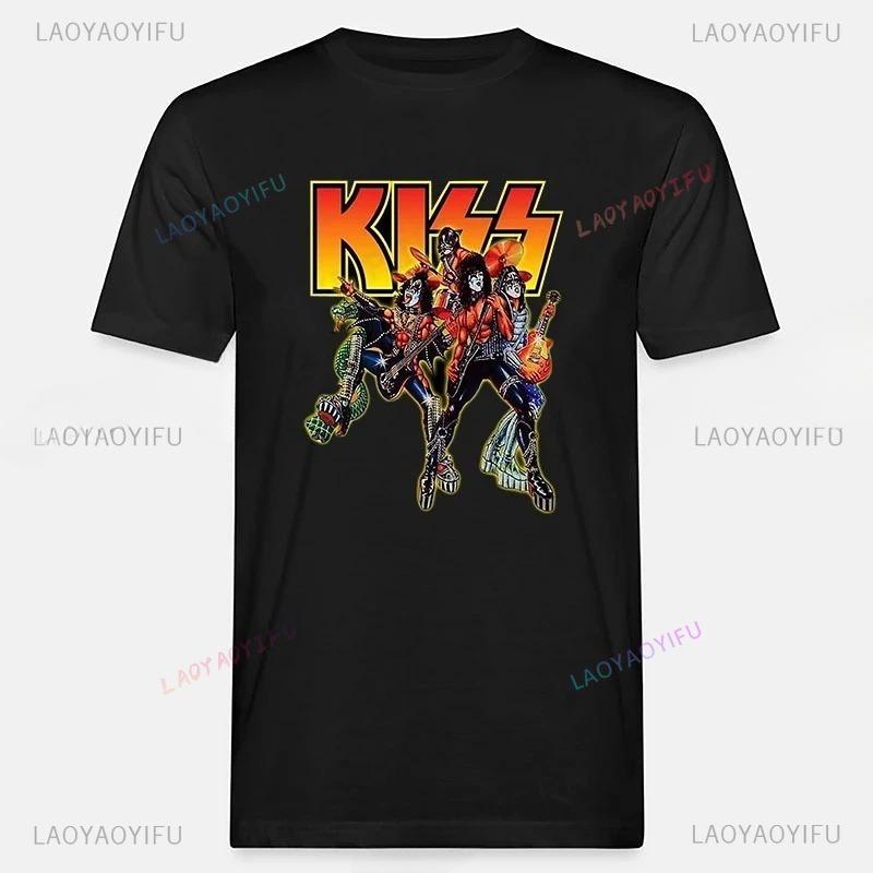 

Футболка с группой Kiss для мужчин и женщин, модная одежда Kisss, музыка, рок, майки, вентилируемые, уличная одежда, с круглым вырезом, повседневные, подарочные, стильные, топы, футболки XXXXL