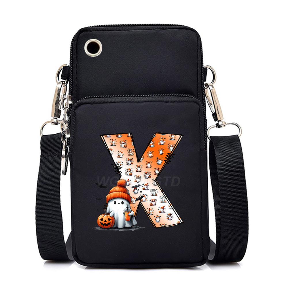 Halloween letter printing trend mobile phone bag vertical square black messenger bag change bag