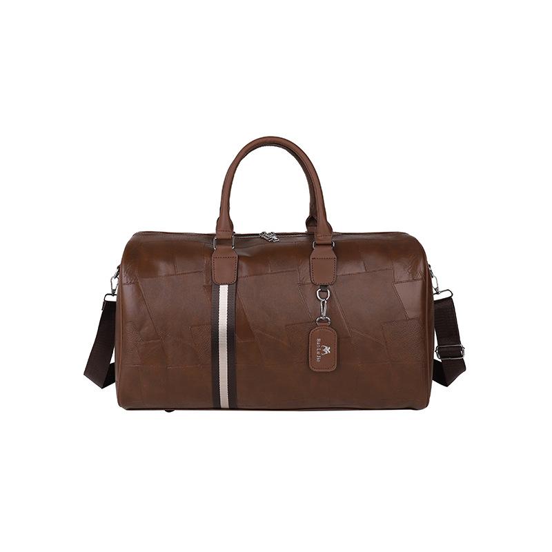 Men and Women's Fashionable Simple Business Trip Large Capacity Hand Luggage Bag PU Model Plus Patch Design Travel Bag