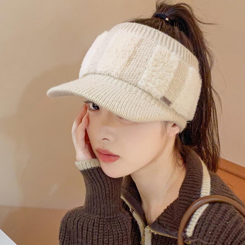 

Женская вязаная акриловая шапка с застежкой-пряжкой и утконосом, с полосатым рисунком животных, дышащая One size