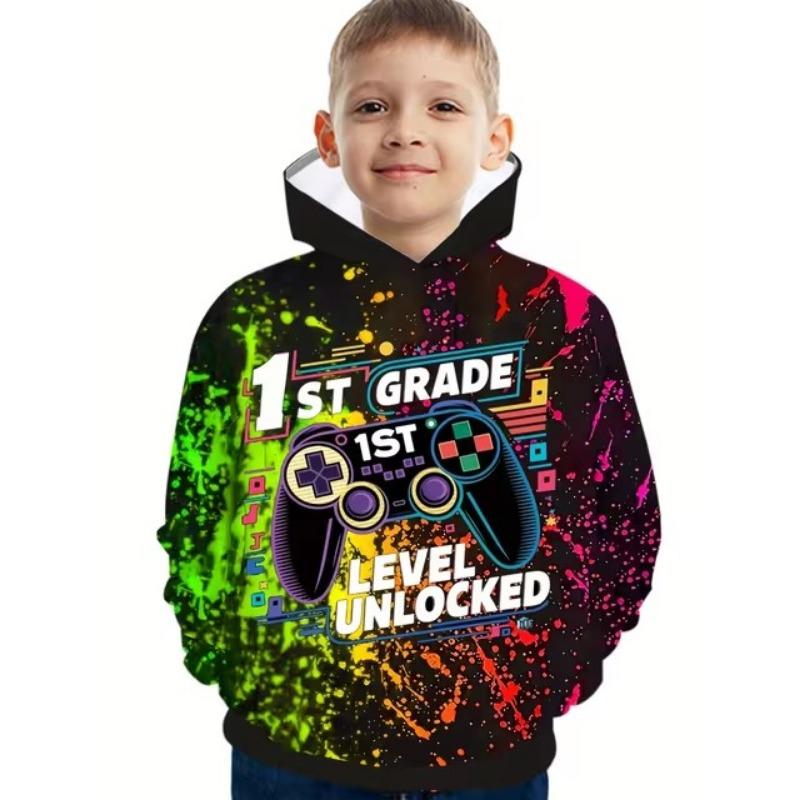 Retro Sporty Cartoon Hoodies Daily Harajuku Kawaii Comfortable Streetwear Vintage Kids Sweatshirts Autumn Winter Clothes