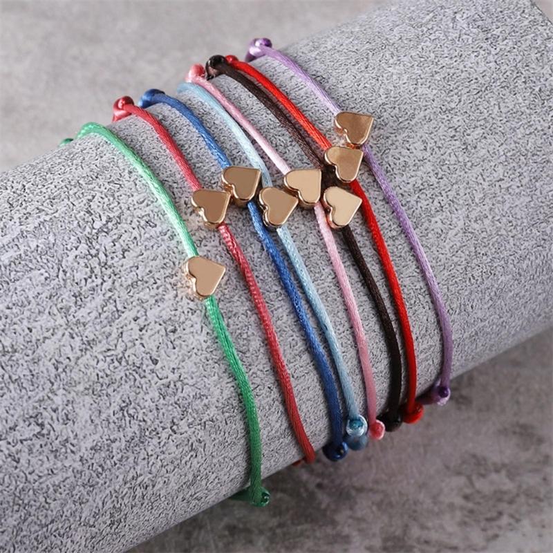 Set of 8 Delicate and Fashionable Heart Bracelets Delicate Heart Rope Stylish Hand Jewelry for Fashion Individuals