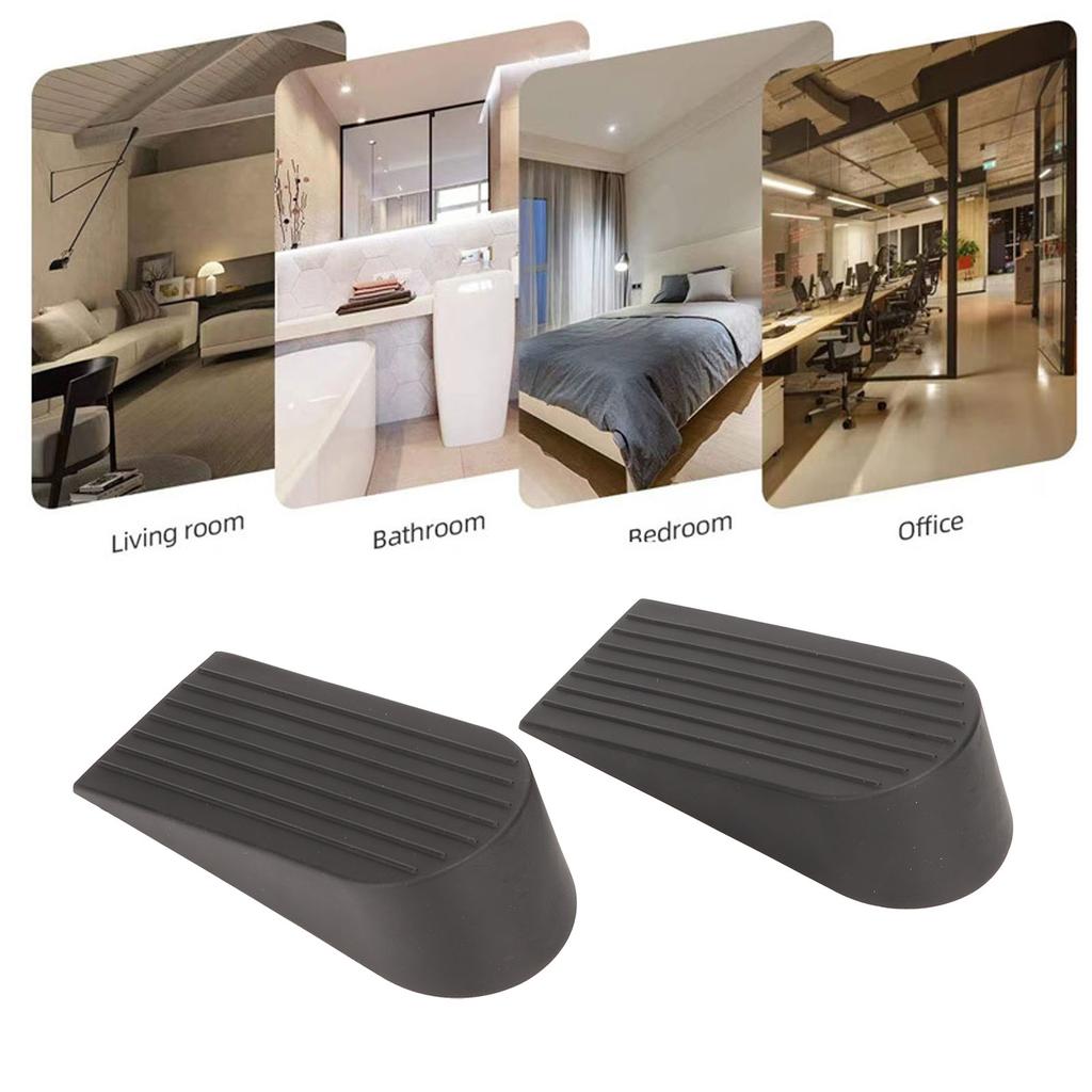 2 Pcs Door Stoppers Flexible Thick Skid Resistance Wearproof Large Black Security Door Stops for Bot