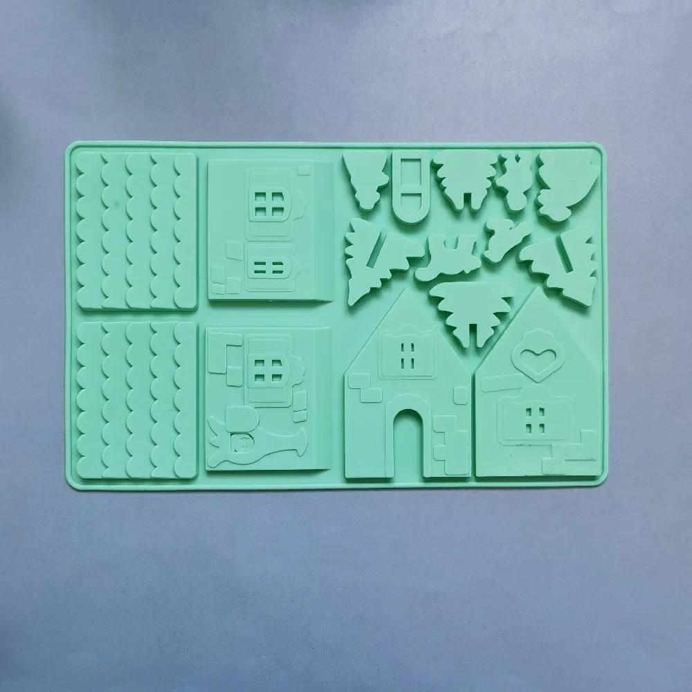 

1 шт. Рождественский домик строительный блок шоколад силиконовая форма украшение торта своими руками пряничный домик форма печенья трафарет для выпечки