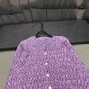 European Winter Tassel Knit Cardigan - Purple Round Neck, Single-Breasted, Age-Reducing, Versatile Outerwear