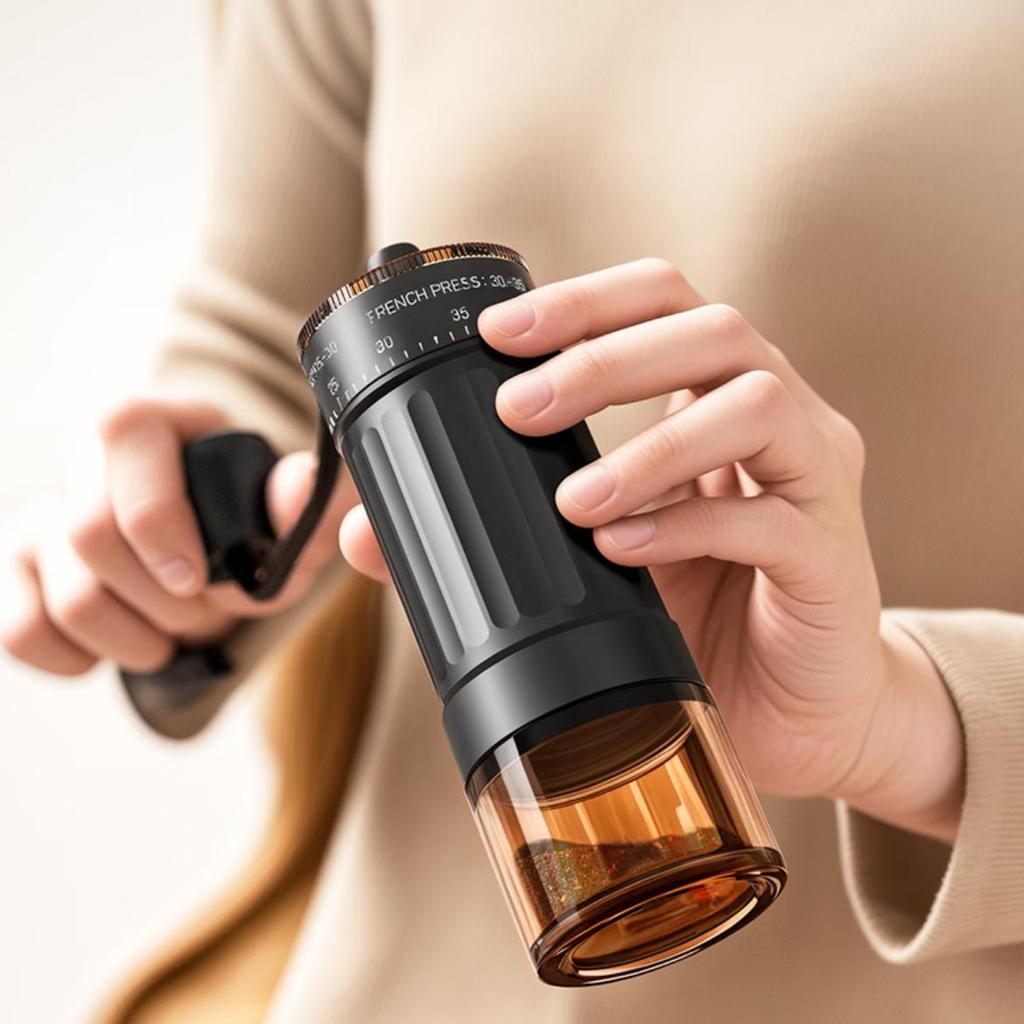 CLITON Hand-Crank Coffee Grinder, External Adjustment Coffee Bean Grinder, Manual Portable Coffee Machine
