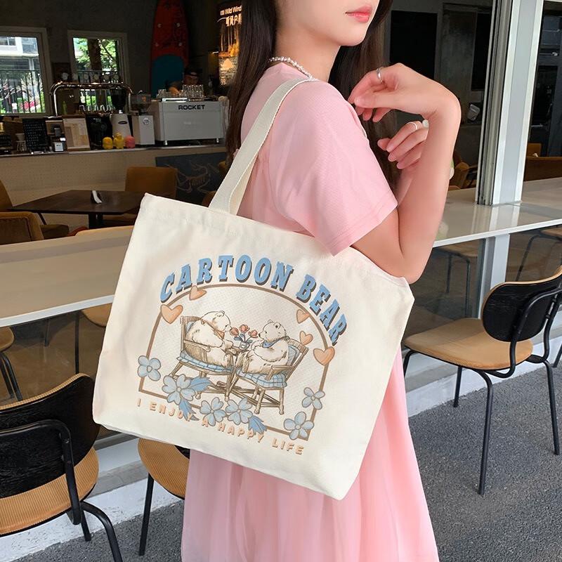 Женский милый набор холщовых сумок-тоут с медвежонком для свиданий