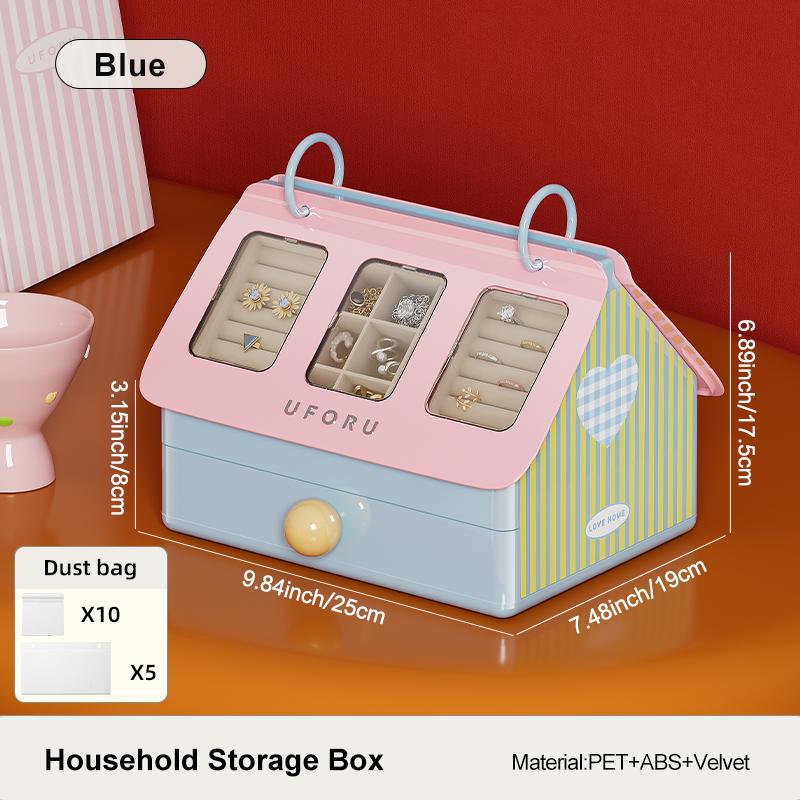 

Органайзер для косметики, многофункциональный ящик для хранения, многослойный дизайн, милые украшения, подходит для туалетного столика, спальни синий