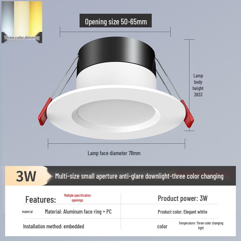 2-Inch Recessed Spotlight: Small Downlight for Ceiling In Living Room, Bullseye Hole Design, Opening Size 55.5cm X 606.5cm