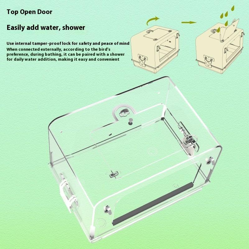 Acrylic Parrot Bathing Box Large Bird Bath for Cockatiel Budgie Small Medium Parakeets Bird Bathing Supplies
