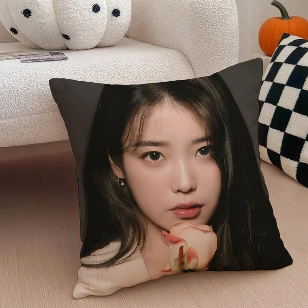 Sweet Korean Singer Beautiful Actress IIU Cushion Cover Throw Pillow Cover Hidden Button Durable Polyester Chair Cushion