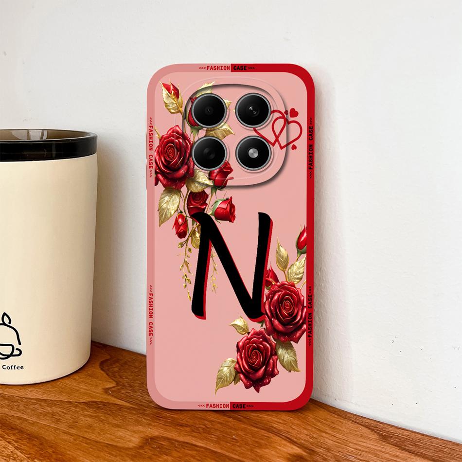 Case For Poco M8 Pro / Poco M5 M5S Fashion Rose Letters Soft Liquid Silicone Phone Shell For Poco M 8 M 5 Lightweight Funda