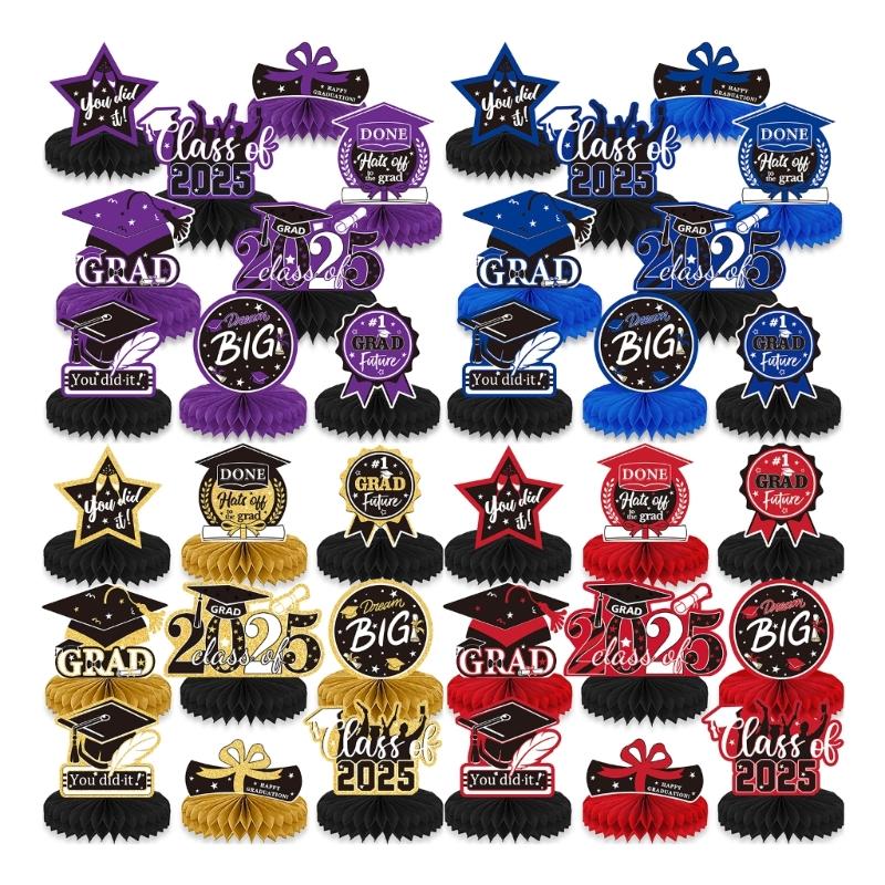 9pcs Graduation Celebration Honeycomb Decors Set Party Decoration For Tabletops Use At Parties And School Functions