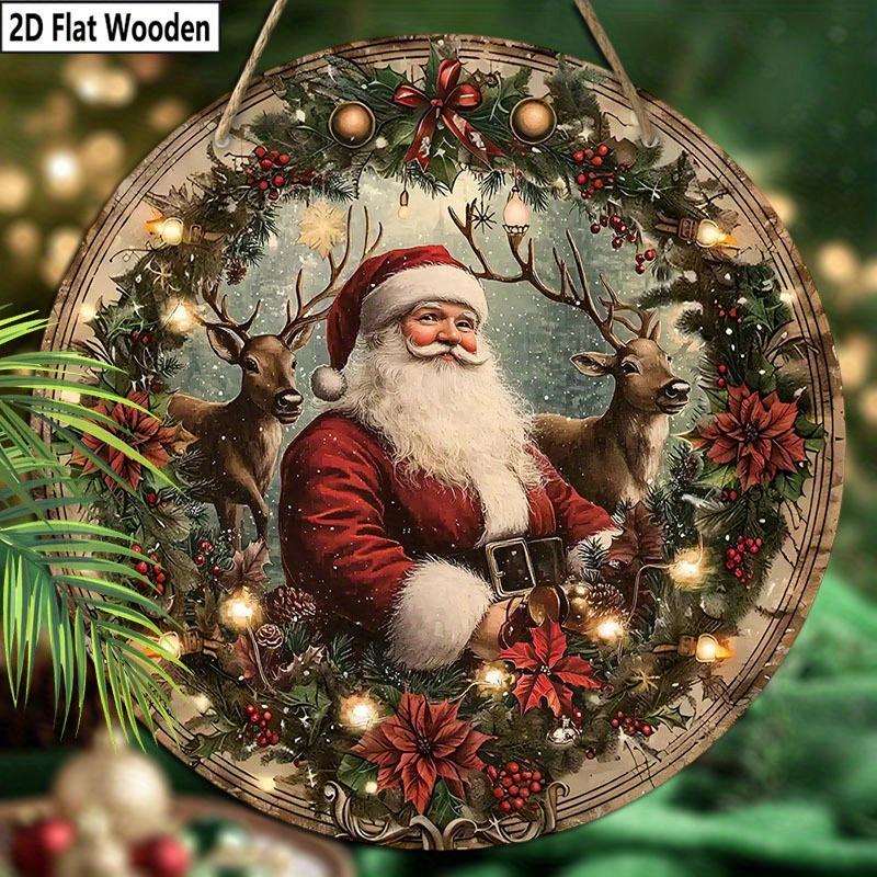Christmas decoration sign,indoor hanging decorations,2D flat Wooden products with The pattern is Santa Claus,Christmas gifts for friends and family