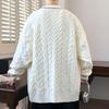 Autumn and Winter College Style Cardigan Sweater Jacket Men's Loose Knitted Threaded Top