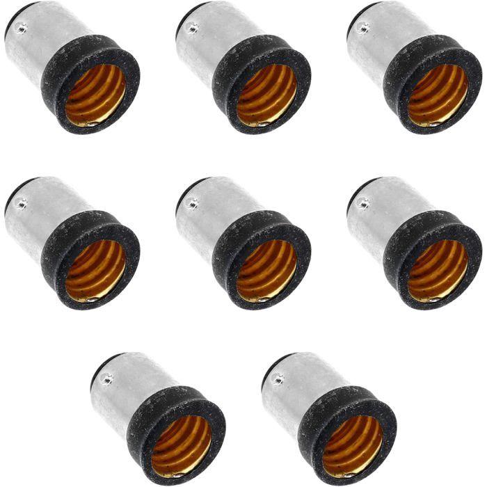 Adaptateur culot B15 vers E14 - lot de 8, argent (PP + cuivre)