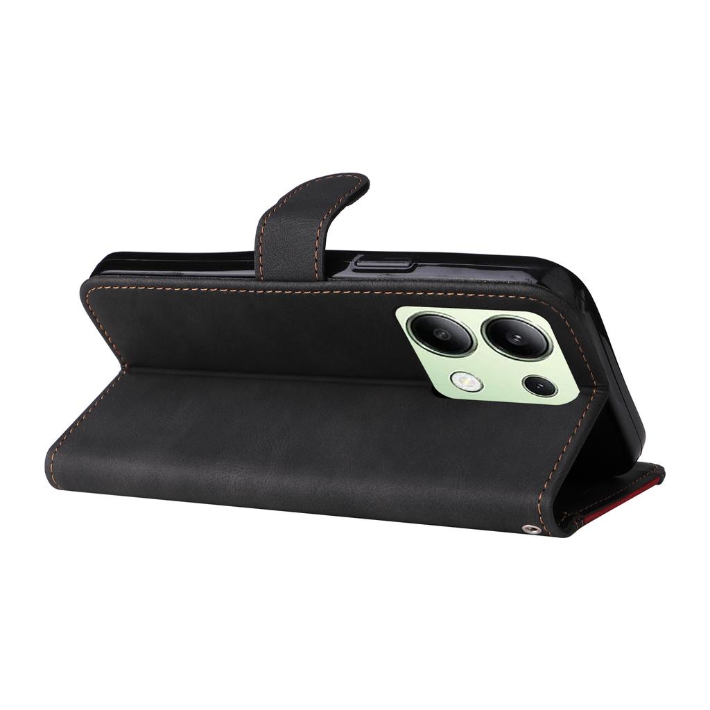 For Xiaomi Redmi Note 13 4G Leather Case Three-color Splicing Phone Cover