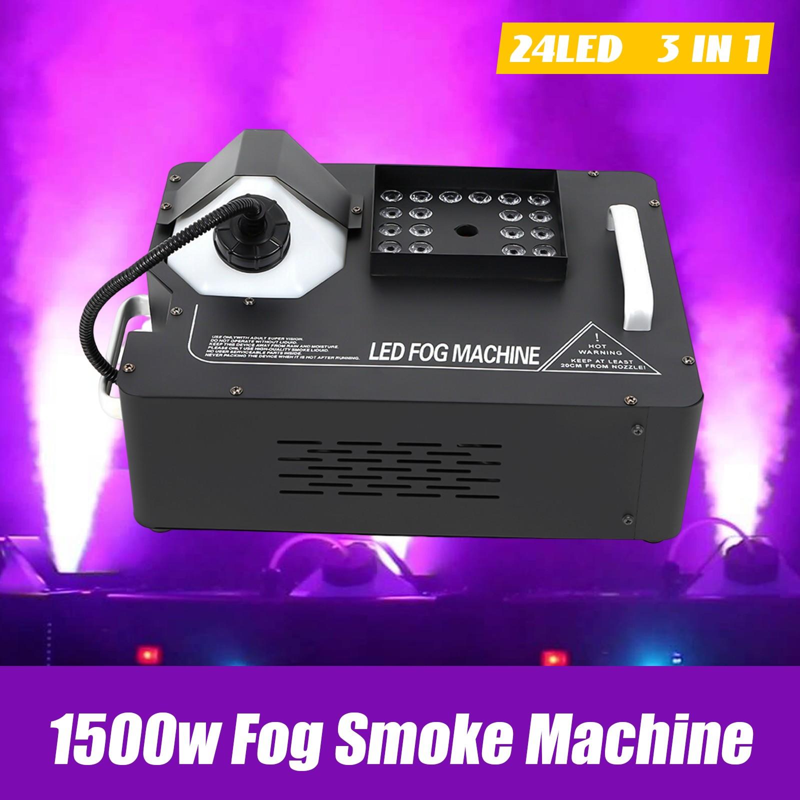 

1500W Димова машина з туманом та 24 світлодіодними RGB-вогнями, вертикальне розпилення, обладнання для ефектів DJ-вечірки, сцени чорний