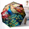 1pc Peacock Floral Outdoor Umbrella Automatic Opening/Closing, Foldable Design, 8-Rib Iron Frame, Festival Gift for Fans, Travelers, Daily Use.R0