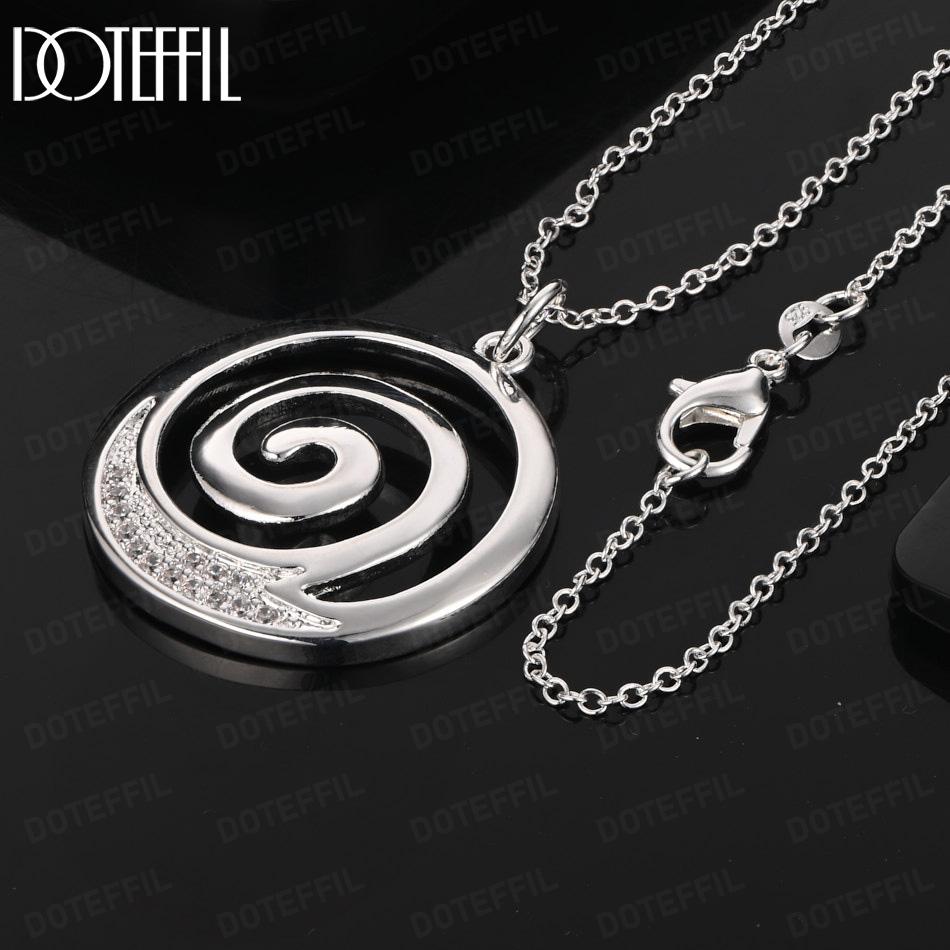 925 Sterling Silver Fashion Jewelry 18-inch Spiral Pendant Necklace
