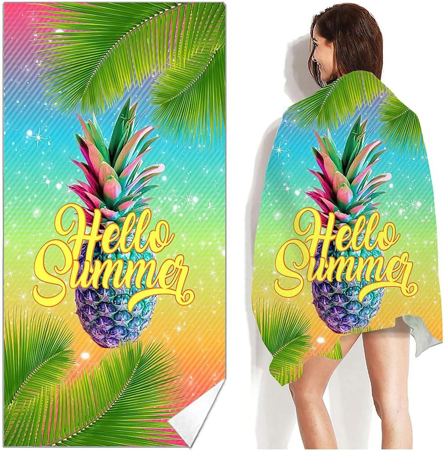 

Pineapple arts Beach Towel for Family stuffs friends Gifts Quick-Dry Sand free For Bath Yoga Tourism Beach GYM Camping Swimming W30*H60(CM)