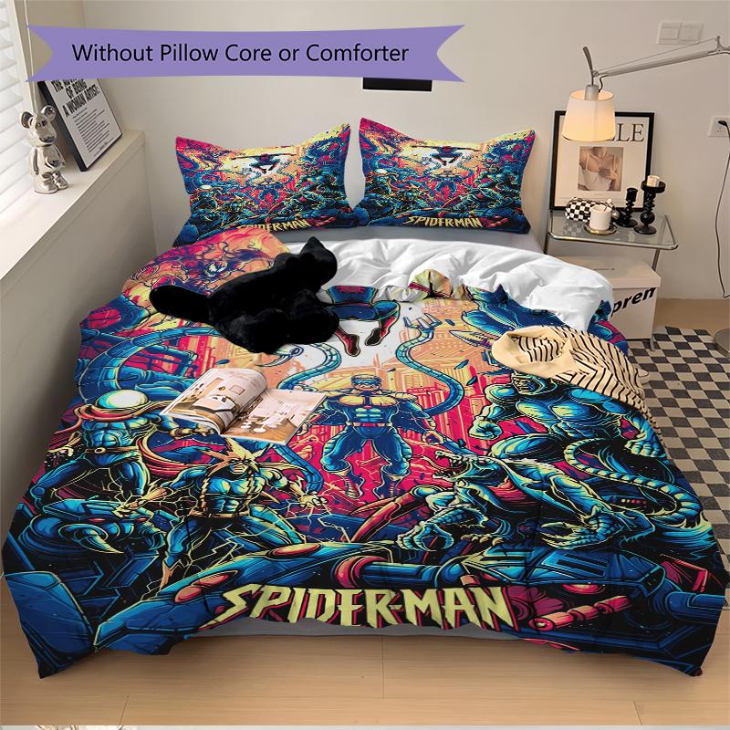 3Pcs Spiderman Villains Unite Bedding Set Quilt Cover Pillowcase Home Christmas Xmas Halloween Gift 1 Duvet Cover 2 Pillowcase M924473