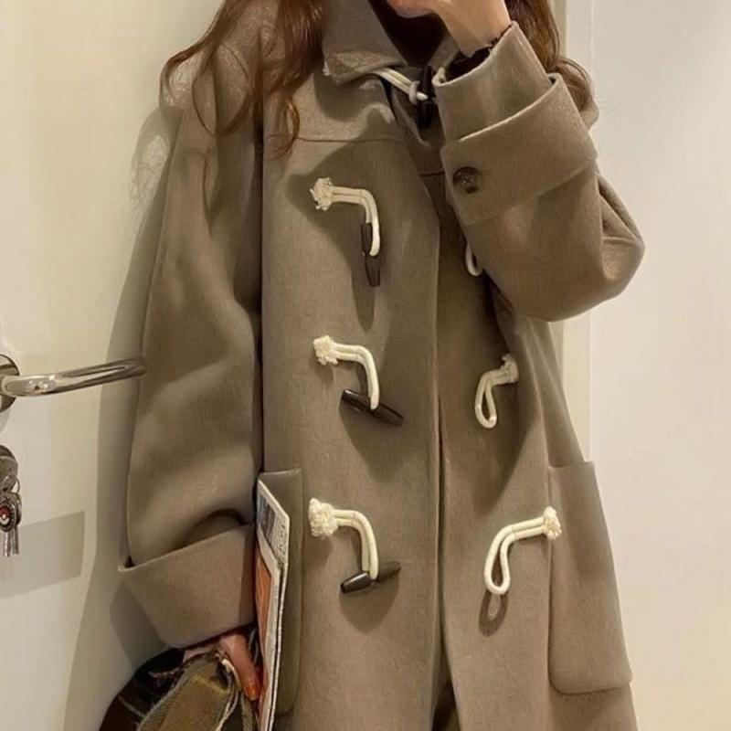 Winter Women's Student Korean-Style Woolen Outer Wear Woolen Coat Set Over-the-Knee Corduroy Dress Thickened