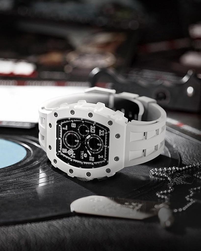 TSAR BOMBA Skeleton Automatic Watch with Ceramic Japanese Tonneau Silicone 50M Water Luminous Luxury Watch for Gift Men's Movement, Strap, Resistance,