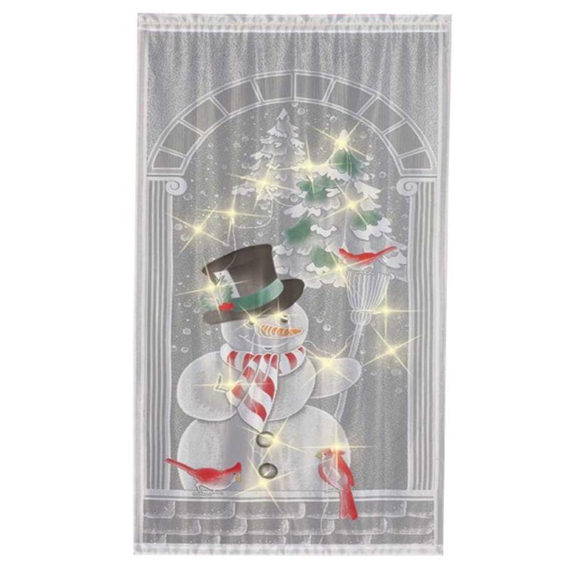 

40x84-дюймова різдвяна завіса, мереживний сніговик, вертикальні затемнені штори, світлодіодне світло Різдво
