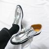 Men's Casual Leather Shoes Classic Business Dress Shoes Lace Up Oxford Shoe Fashion Banquet Party Shoes Gold Silver Wedding Shoe
