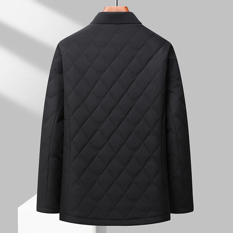 Winter Lapel Rhombus Middle-aged Business Casual Light Cotton-padded Warm Premium Coat