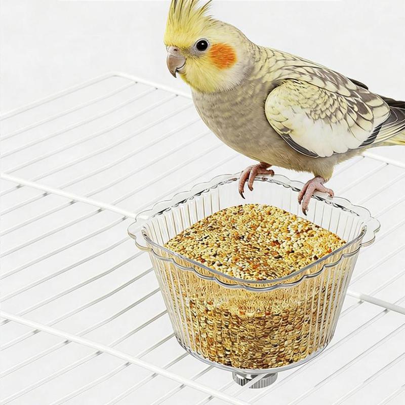 Pet Feeder Parrot Bird Feeder Box Magnetic Suction Basin Bowl Container Parrot Food Water Feeding Supplies Bird Cage Accessories