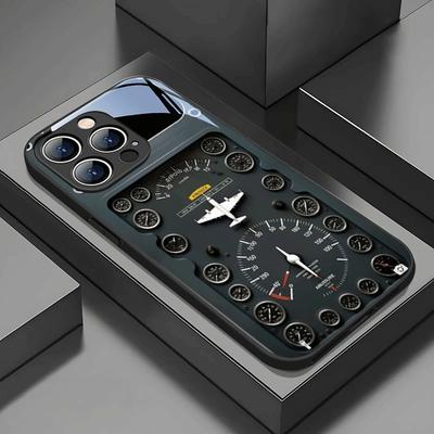 Custodia per Telefono in Vetro Temperato con Elementi di Aviazione Retrò per iPhone 16 17 Pro Max 11 12 13 14 15 Pro 17Air 16E 7 8 Plus XR XS X Cover