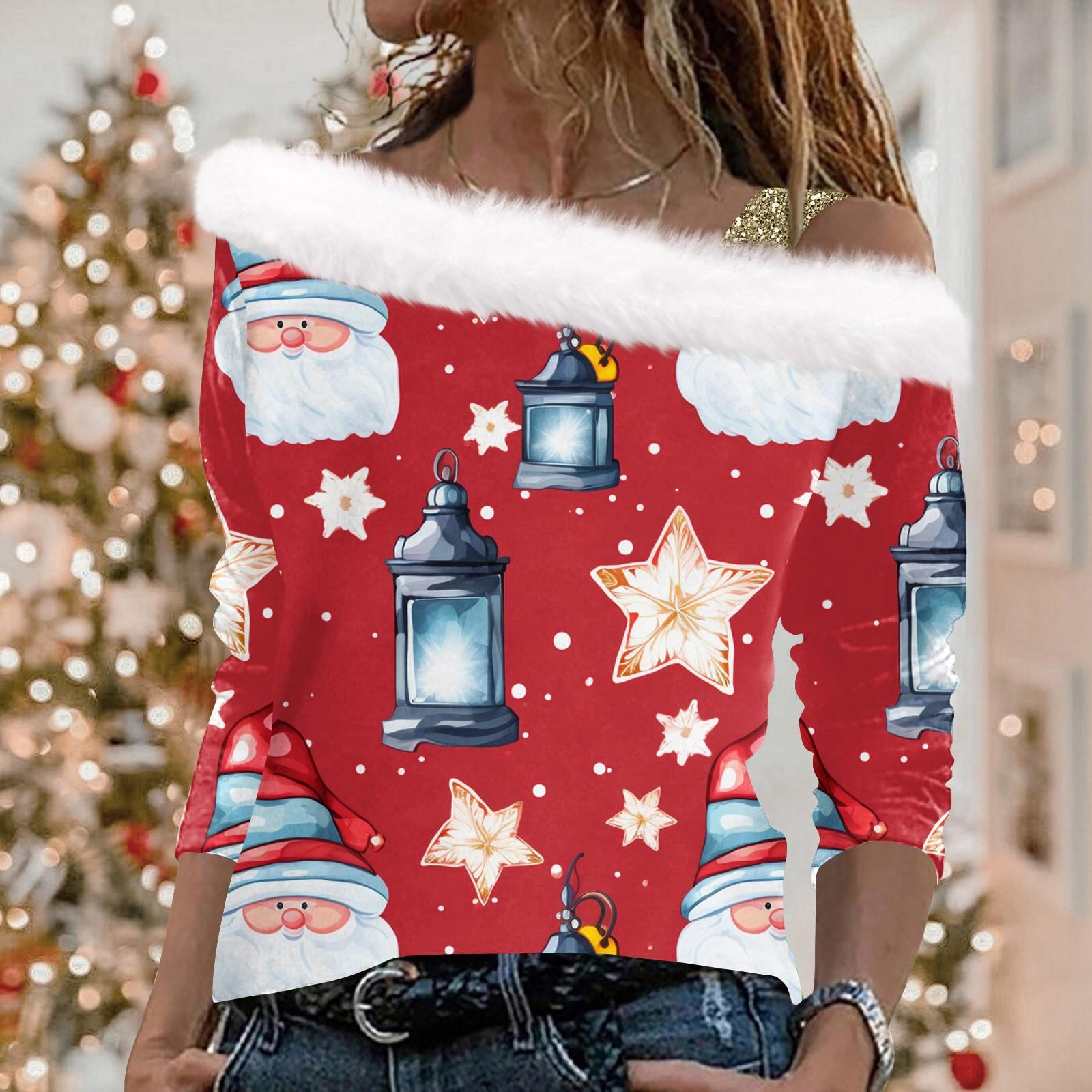 

Женский рождественский принт «Снежинка» с длинными рукавами из твила и воротником-пуловером S