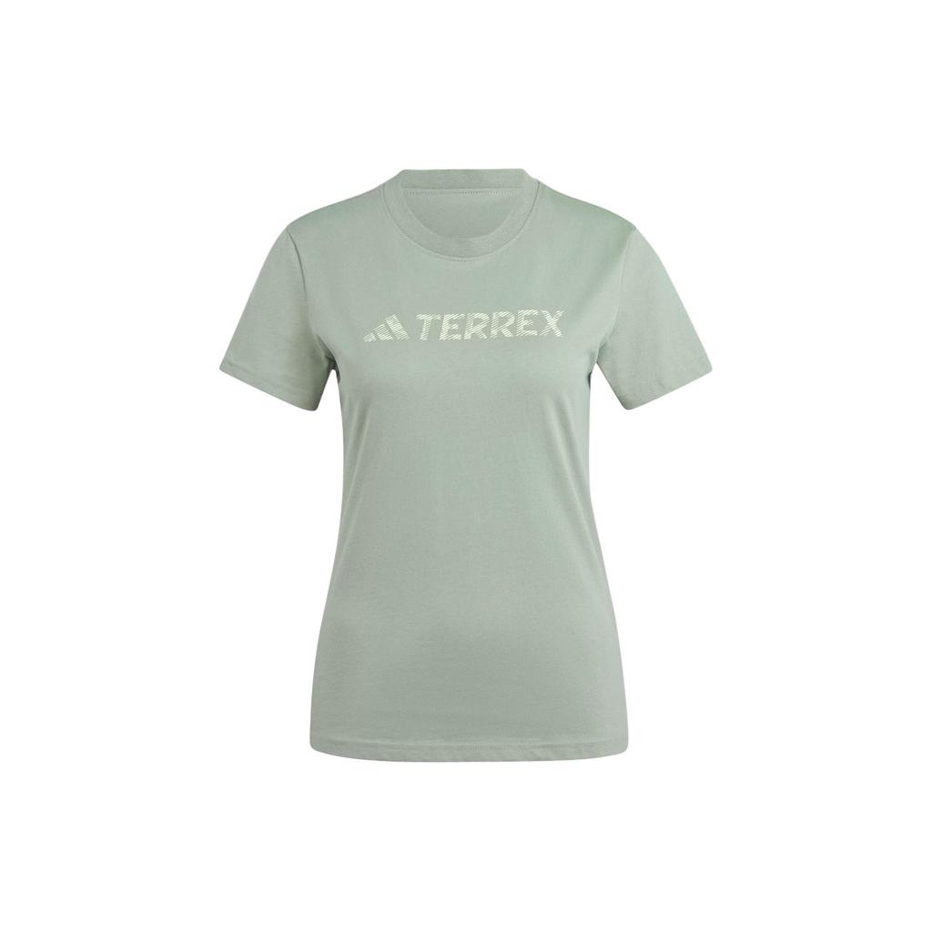 Adidas Letter Pattern Printed Outdoor Sports Short Sleeve T-Shirt Women Tops Silver Gray Green IN4670