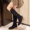 Fashion Vintage Chunky Heel Western Cowboy Boots for Women Winter New Style Faux Suede Ankle Boots Woman Pointy Chunky Heels Short Boots