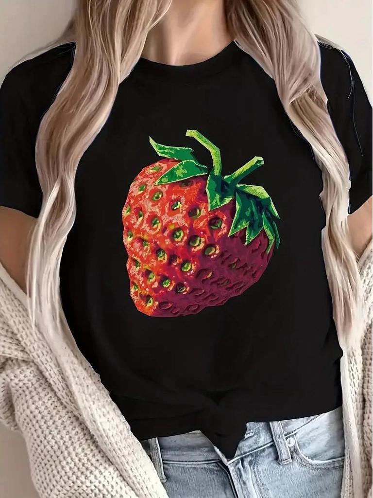 Women's Short Sleeve Cherry Print Top with Free Shipping